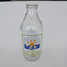 Vintage Dairy Crest 1 Pint Glass Milk Bottle Advertising Kent's Leisure Coast