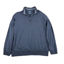 Tasso Elba Mens 1/4 Zip Pullover Charcoal Gray 100 Cotton Large Smart Casual