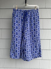 Uniqlo x Sanderson Blue Floral Rayon Wide Leg Culotte Lounge Pants Women M