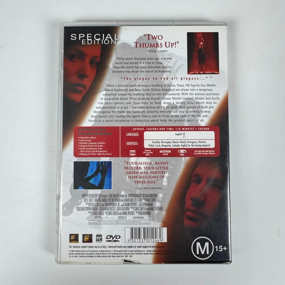 The X Files Movie (DVD 1998) Gillian Anderson David Duchovny Martin Landau Reg 4 - Image 3 of 3