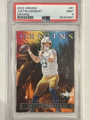 Panini 2022 Origins Football Justin Herbert Orange #67 PSA 9 /99 Chargers