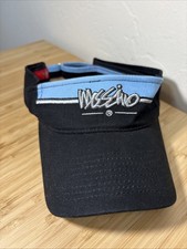 Vintage Mossimo Visor Black w/ Light Blue  Silver Embroidered Logo Adjustable