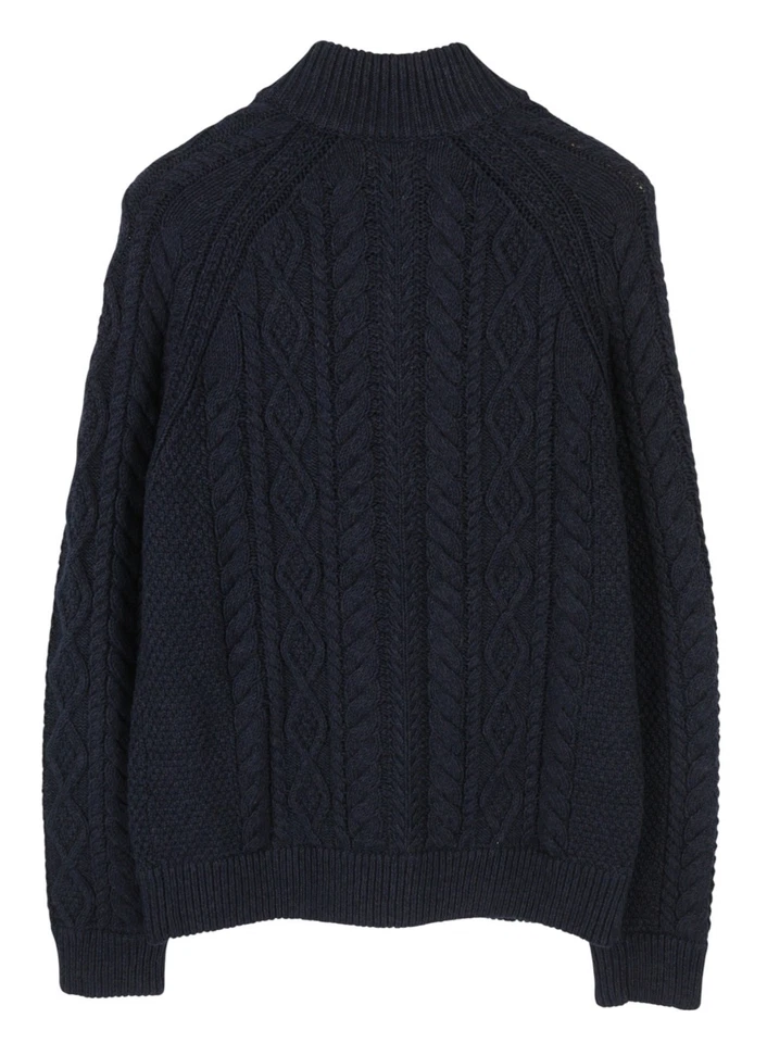 RALPH LAUREN Men Jumper L Dark Blue Button-Up Cable Knit Pockets Cardigan RRP329 - Image 4 of 4
