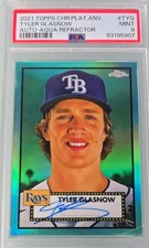 Tyler Glasnow 2021 Topps Chrome Platinum Auto-Aqua Refractor PSA 10 #TYG 90/150