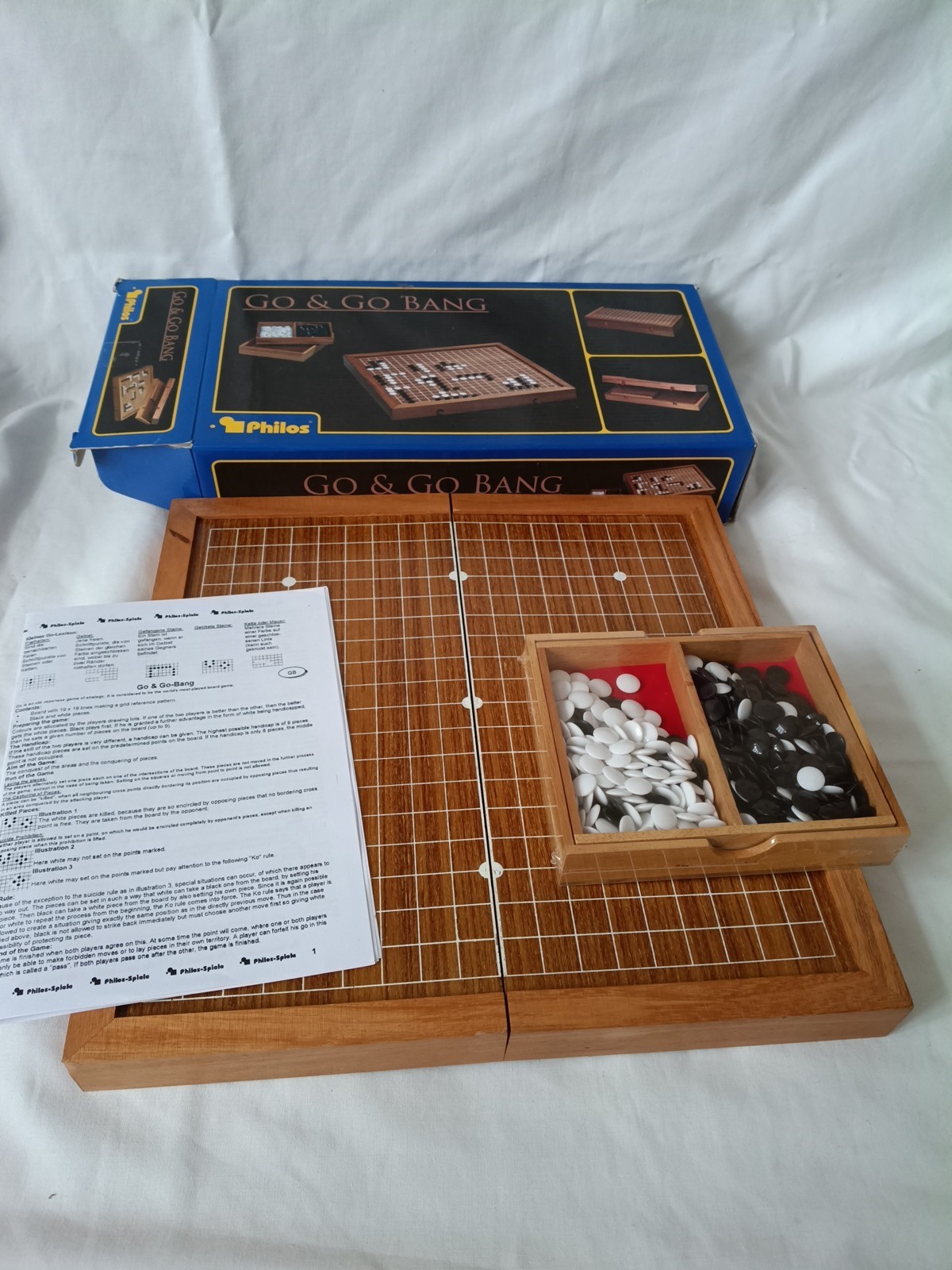 Philos Go & Go Bang Board Game 2 Player Strategy Wooden Case UNUSED - see Descri