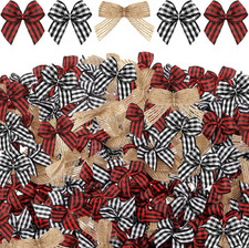 150 Pcs Christmas Mini Bow for Xmas Wreath Decor, Red and White