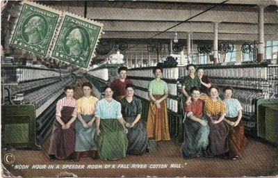 POSTKARTE / USA / MITTAGSSTUNDE SPEEDERRAUM EINER FALLFLUSS BAUMWOLLMÜHLE