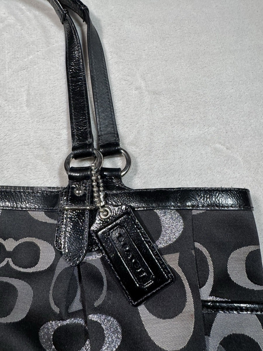 Coach Signature Jacquard Patent Trim Shoulder Tote H1261-F19675