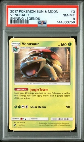 2017 POKEMON SUN & MOON SHINING LEGENDS #3 VENUSAUR PSA 8