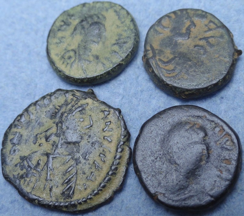 Lot of 4 Byzantine Bronze Pentanummium Coins
