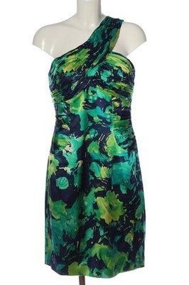 KAY UNGER One-Shoulder-Kleid Damen Kleid Gr. DE 38 grün-türkis-blau Elegant