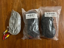 Pack of 3 CCTV 100' & 60' Cable Security Camera Wire BNC DC Power Video Audio