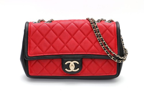 CHANEL Matelass Bicolor Flap W Chain Shoulder Bag Multicolor Calf Used Bag 23000