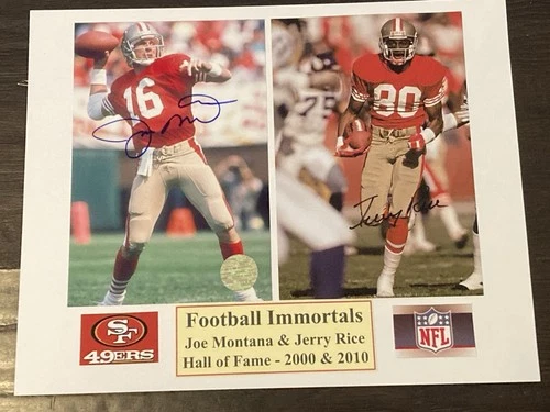 Joe Montana ,Jerry Rice Autographed signed 5x7 Photo In a 8x10 Matt with COA.HOF