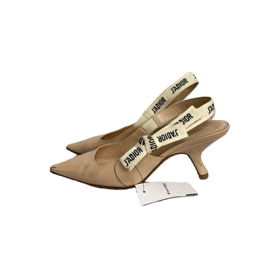 Escarpins Christian Dior talon écharpe cuir beige EU37/US7 59857c