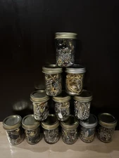 Vintage Estate Jewelry Mystery Jar Lot Random Mix Gold Silver Tone Treasure Hunt