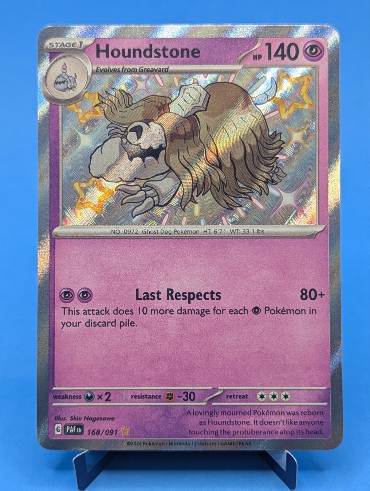 Houndstone 168/091 Pokémon TCG 2024 Illustration Rare Holo Paldean Fates NM