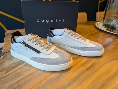 Bugatti Sneaker Turnschuhe Herren Weiß Grau Leder neu Gr 45
