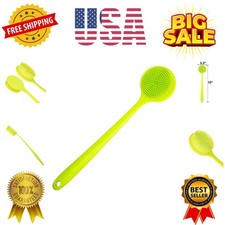 Silicone Back Scrubber for Shower Soft Bath Body Brush with Long Handle Green
