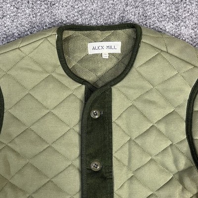 Alex Mill Jacket Quilted Cropped Faded Olive Green Corduroy Trim Women s Small