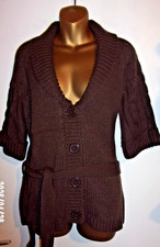 CHOCOLATE BROWN  3/4 SLEEVE  WITH COLLAR  CARDIGAN BY FASHION ESSENTIALS SIZE 12