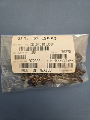 New Cornell Dubilier Mica Capacitors - #CD15FD101J03F - 100 pieces