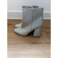 Madden Girl Swirl Silver Glitter Ankle Boots Block Heel Round Toe SWIRL-RF 9M