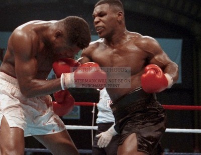 MIKE TYSON VS TYRELL BIGGS BOXING HEAVYWEIGHT ACTION 8.5X11 PHOTO