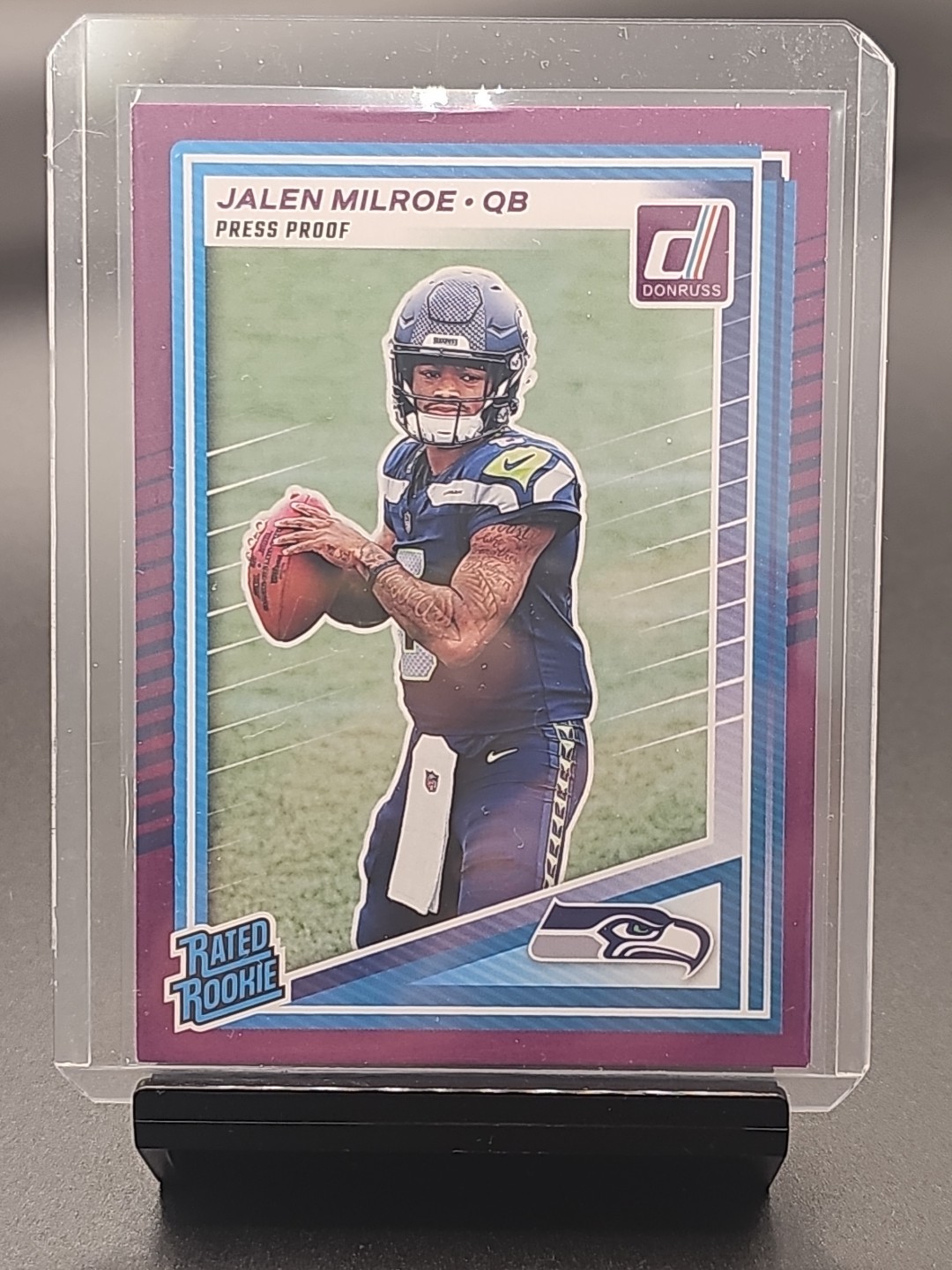 2025 Donruss - Jalen Milroe - Purple Rated Rookie Press Proof - Seahawks