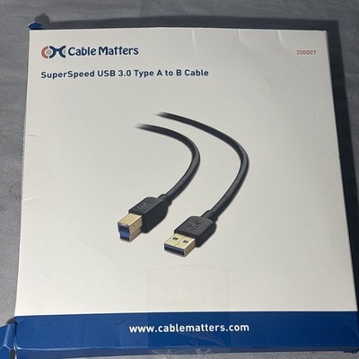 Cable Matters 5Gbps Long USB 3.0 Cable - 10ft, USB A to B Cable, Black