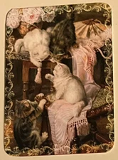 (2Z) Modern wide Playing card of a kittens playing