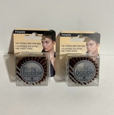 Lot 2 Invisibobble Original Power Strong Grip Hair Ring Coil Brown 3pk 6 NEW