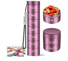 Metal Travel Pill Organizer Portable Waterproof Weekly Pill Box Large Aluminum A