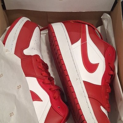 Nike Men s Air Jordan 1 Low Cardinal Red/Light Curry White (Limited Edition)