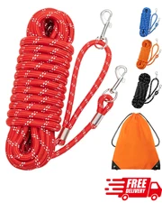 Reflective Long Dog Leash 30ft Nylon Training Lead Rope for Pets Red