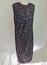 Marks & Spencer Bodycon Ruched Dress Full Sequin Lined Black Party UK20 C4723