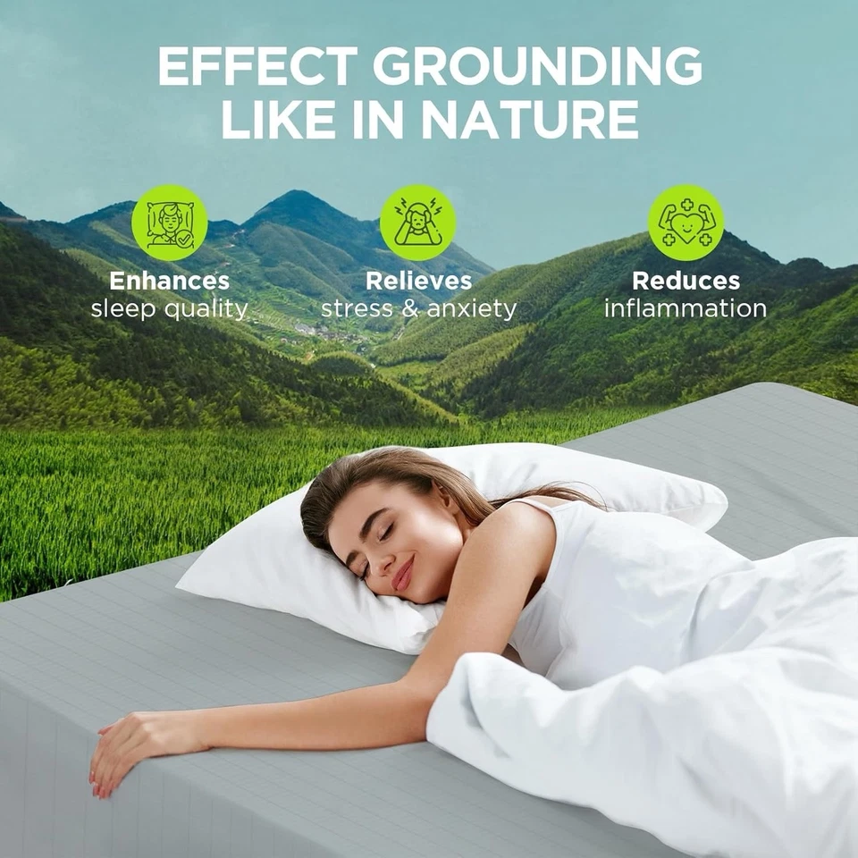 Grounding Sheets Queen Size , 90% Organic Cotton + 10% Pure Silver Fiber, Gray - Image 3 of 4