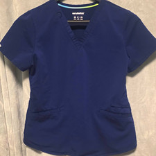 Scrubstar Women s S Navy Solid V-Neck Medical Scrub Top Polyester Blend