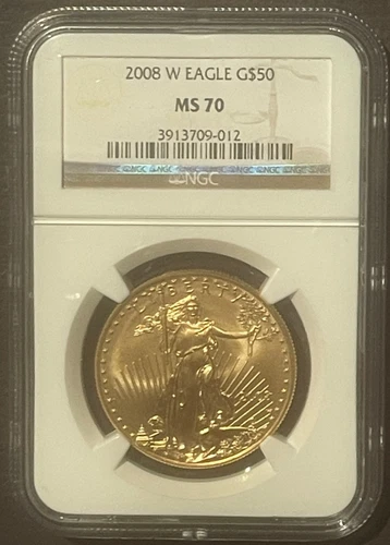 2008-W $50 GOLD EAGLE One 1 oz. CHOICE GEM BU Coin : NGC MS70 Bullion : 10451