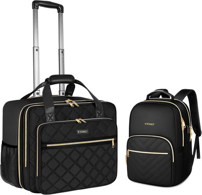 Chic 2-Piece Women's Rolling Briefcase Set - Water Resistant & Roomy