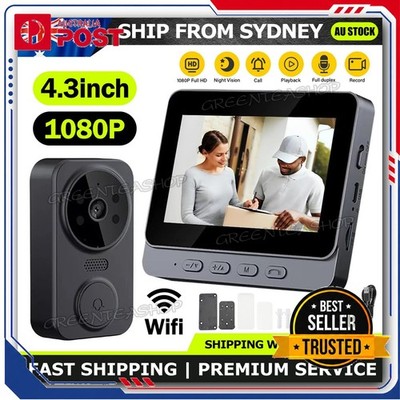 Wireless Video Doorbell WiFi Intercom System with 4.3-Inch Monitor