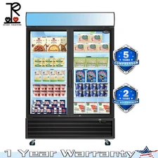 54" Commercial 2 Glass Door Freezer Reach in Display Merchandiser Restaurant NSF