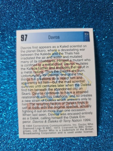 Doctor Who๐1994 THE VILLAINS #97 Trading Card ๐ FREE POST - Picture 2 of 2
