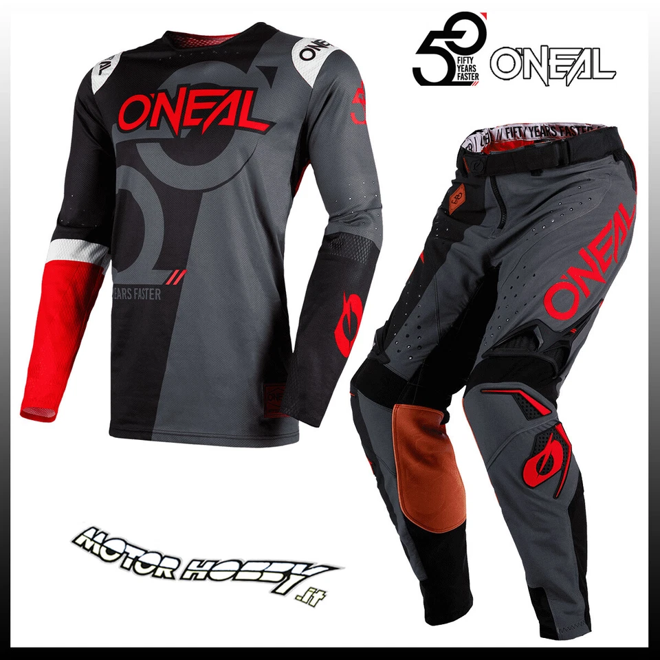 COMPLETO CROSS ENDURO O'NEAL ONEAL FIVE CERO NEGRO ROJO NEÓN TALLA 32 - M - Imagen 1 de 1