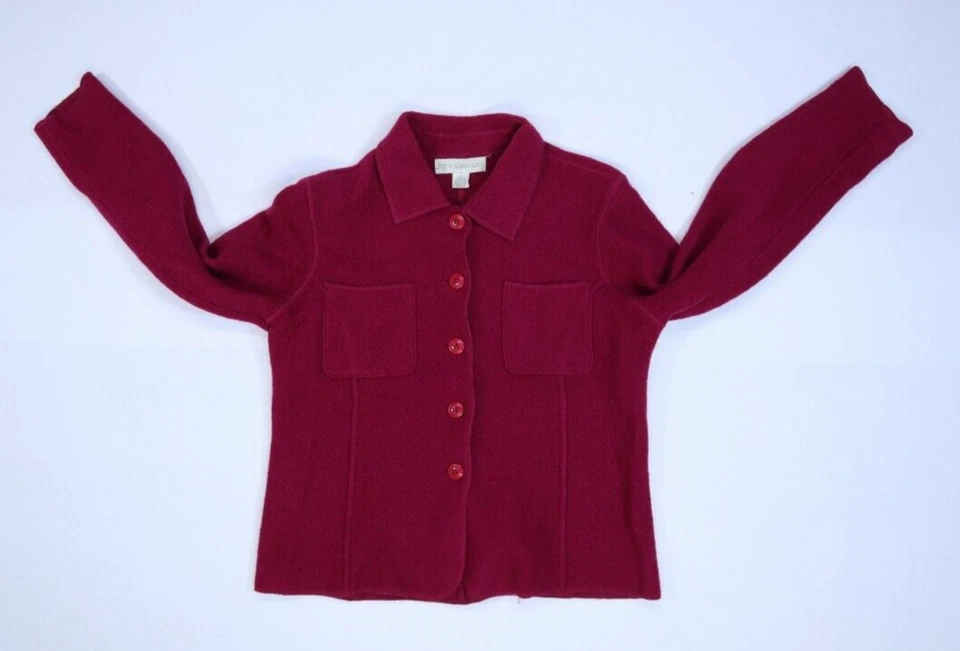 Chaqueta Suéter Petite Sophisticate Mujer Púrpura Lana Manga Larga Con Botones P Foto 3 de 4