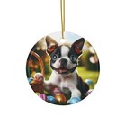 Easter Boston Terrier Ceramic Ornament