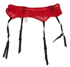 Basic Universal Woman's Medium Garter Belt Lace Red  Black Adjustable Straps