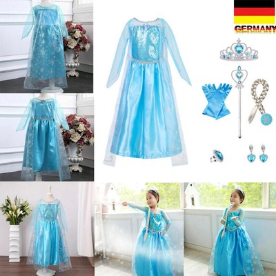 Karneval Kinder Eiskönigin Prinzessin Elsa Cosplay Kleid Party Mädchen Kostüme