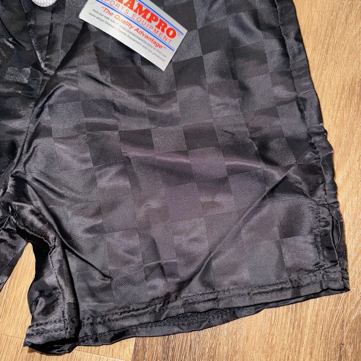 NOS Vtg 90s Soccer Shorts Black Checkered Shiny Glanz Nylon NOS Vtg 90s Soccer Shorts Black Checkered Shiny Glanz Nylon