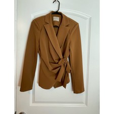 Rinascimento Blazer Women's Camel Side Tie Career Wear Medium Made In Italy